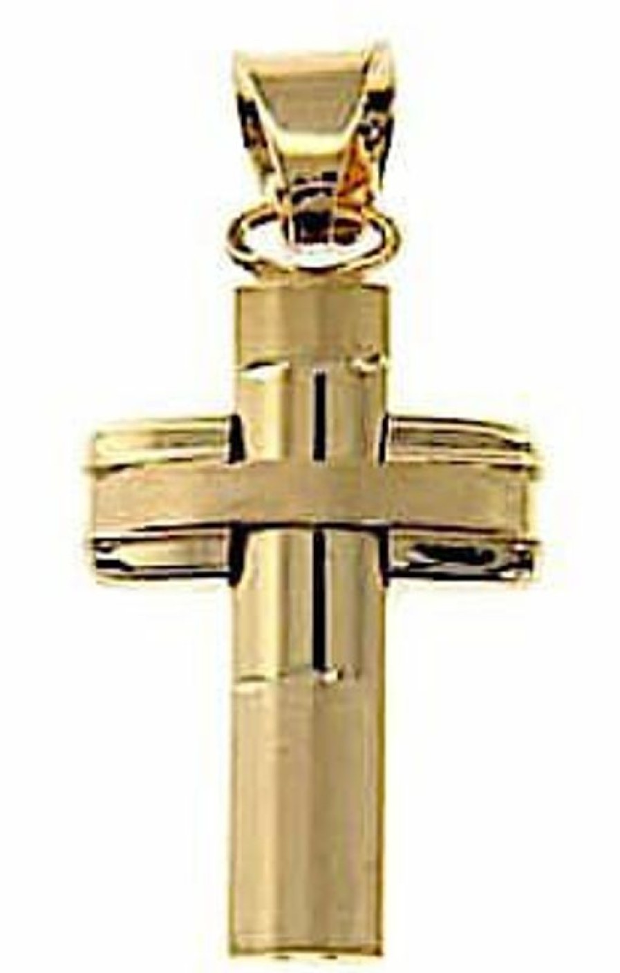 Vaticanum Gioielli in Oro Croce Bombata A Colonna Ciondolo Pendente Gr 2,3 Oro Giallo 18Kt A Canna Vuota Uni Donna Uomo First Communion