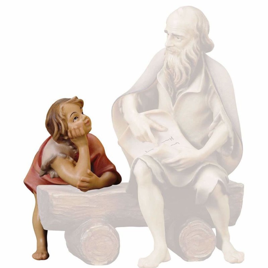 ULPE Wood Art Catalogo Bambino Che Ascolta Cm 10 (3,9 Inch) Presepe Ulrich Dipinto A Mano Statua Artigianale In Legno Val Gardena Stile Barocco Wall Crucifixes