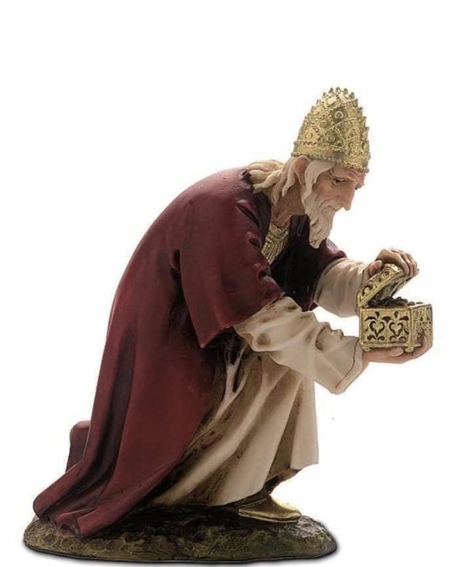 Moranduzzo Presepi Gaspare Re Magio Bianco Cm 15 (5,9 Inch) Presepe Landi Moranduzzo Statua In Resina Stile Arabo Wooden Crosses