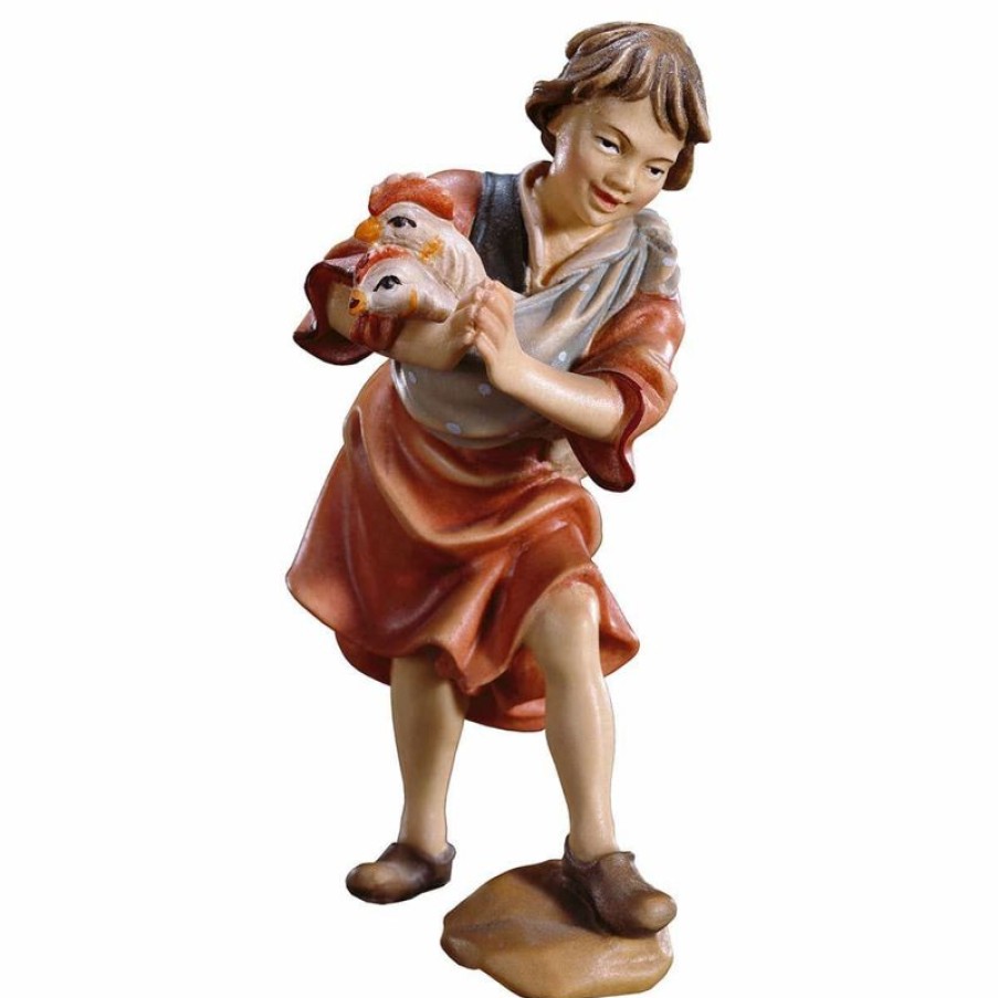 ULPE Wood Art Catalogo Bambino Con Galline Cm 10 (3,9 Inch) Presepe Ulrich Dipinto A Mano Statua Artigianale In Legno Val Gardena Stile Barocco Wall Crucifixes