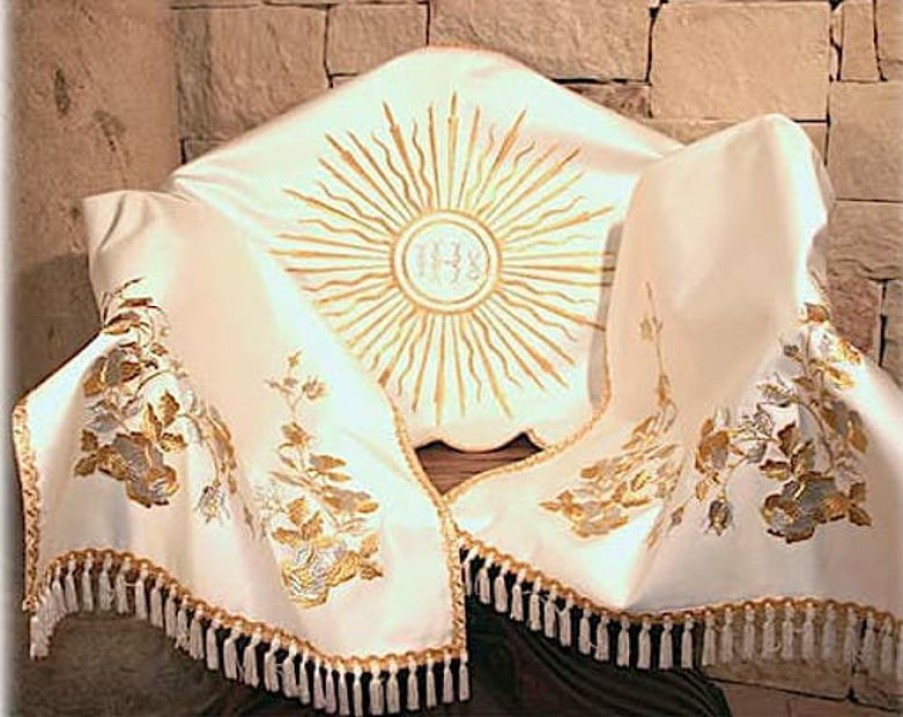 Confezioni e Ricami 1926 - Paramenti Sacri su Misura Velo Omerale Raso Ricamo Floreale Catholic Priest & Liturgical Vestments