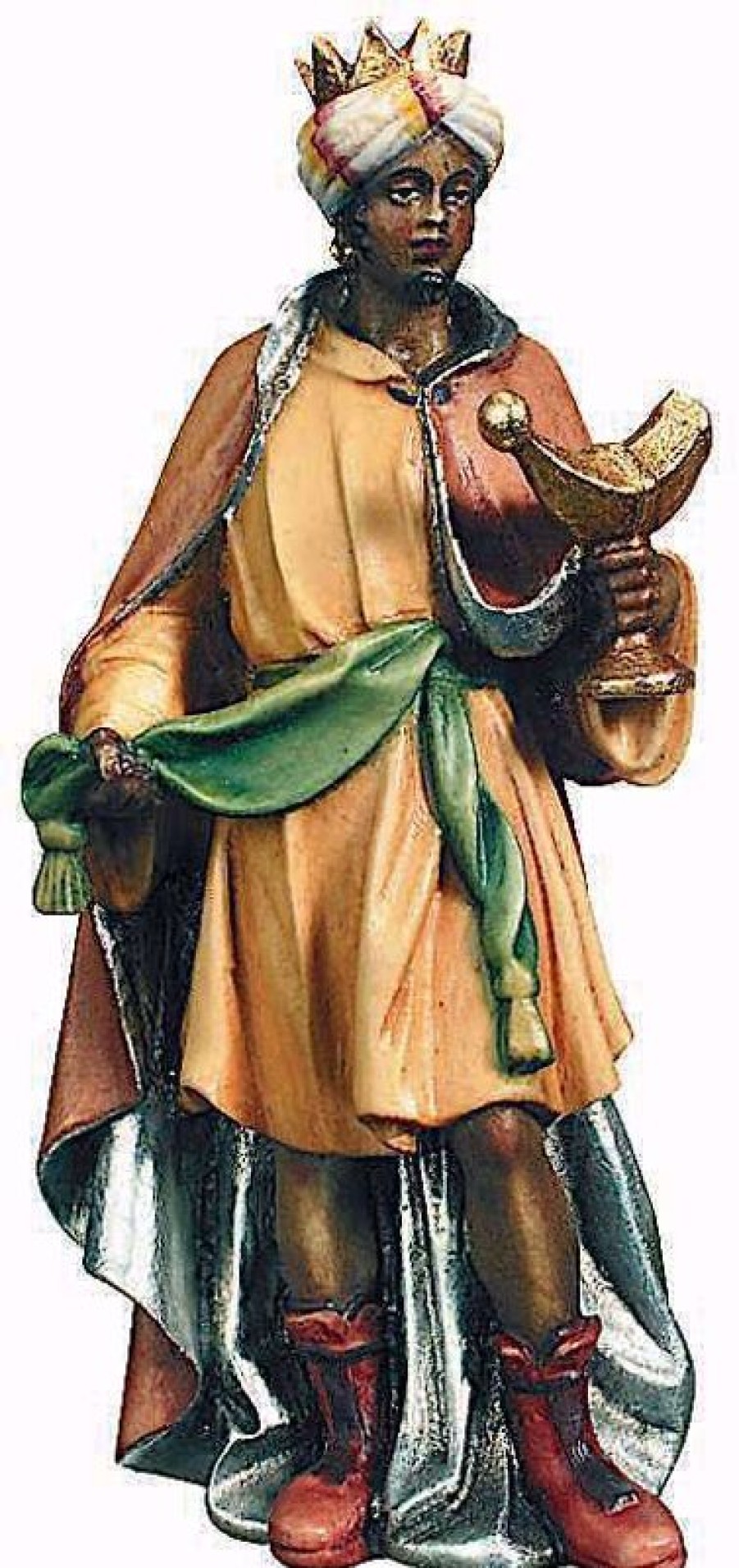 Dolfi Catalogo Baldassarre Re Magio Moro Cm 15 (5,9 Inch) Presepe Raffaello Stile Classico Colori Ad Olio In Legno Val Gardena Pope Statues