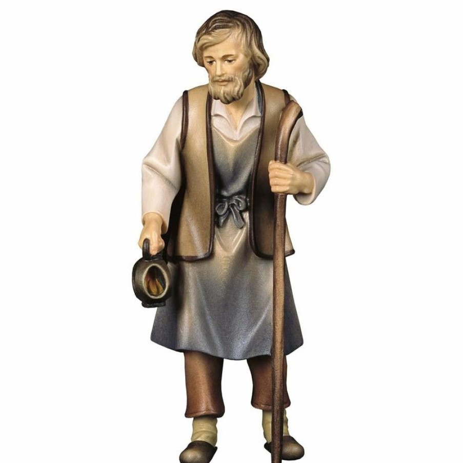 ULPE Wood Art Catalogo San Giuseppe Cm 12 (4,7 Inch) Presepe Pastore Dipinto A Mano Statua Artigianale In Legno Val Gardena Stile Contadino Classico Angels Statues