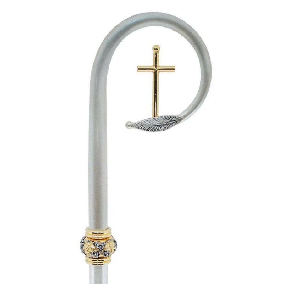 SEA Oggetti Liturgici in Oro e Argento Bastone Pastorale Con Asta Croce Oro In Ottone Bicolore Vincastro Bishops Items & Accessories