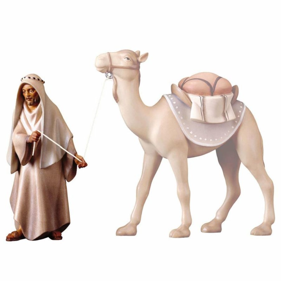 ULPE Wood Art Catalogo Cammelliere In Piedi Cm 12 (4,7 Inch) Presepe Cometa Dipinto A Mano Statua Artigianale In Legno Val Gardena Stile Arabo Tradizionale Wall Crucifixes