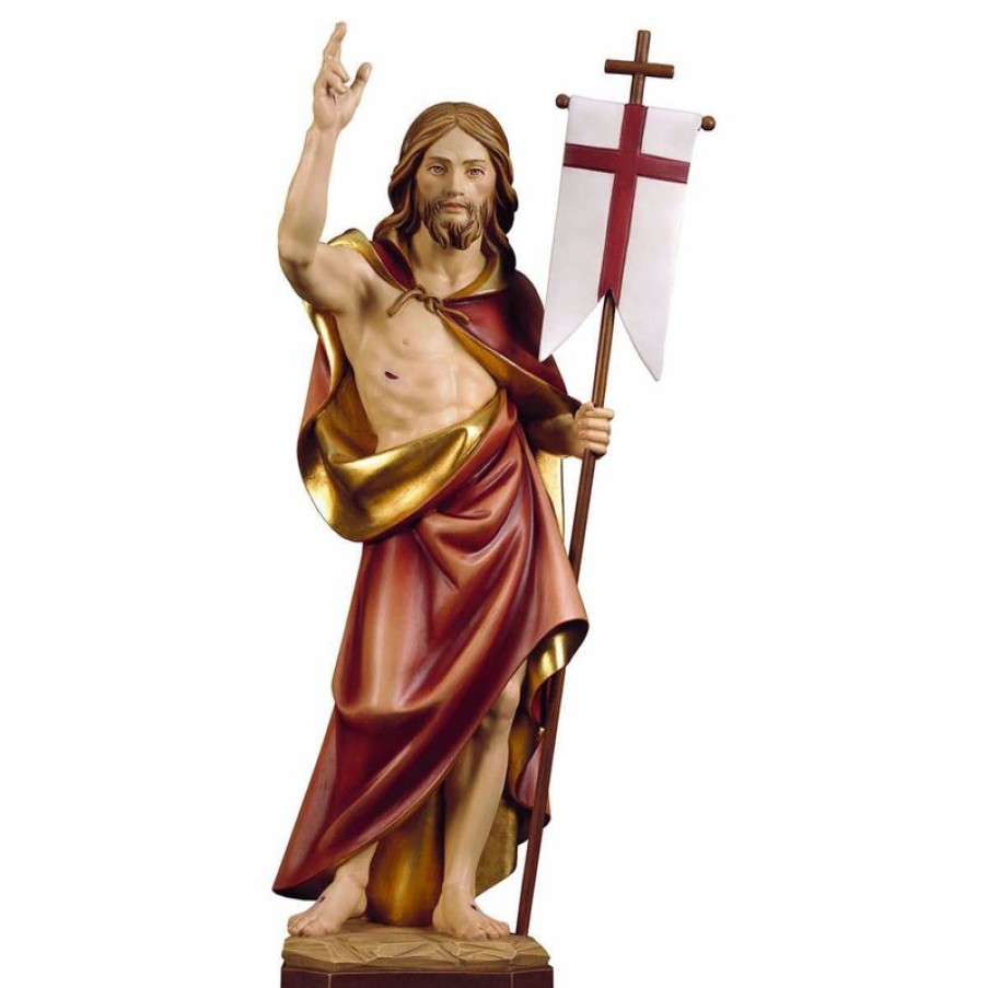 ULPE Sculture Sacre in legno Val Gardena Risurrezione Di Gesu Cristo Cm 180 (70,9 Inch) Statua Dipinta Ad Olio In Legno Val Gardena Religious & Catholic Medals