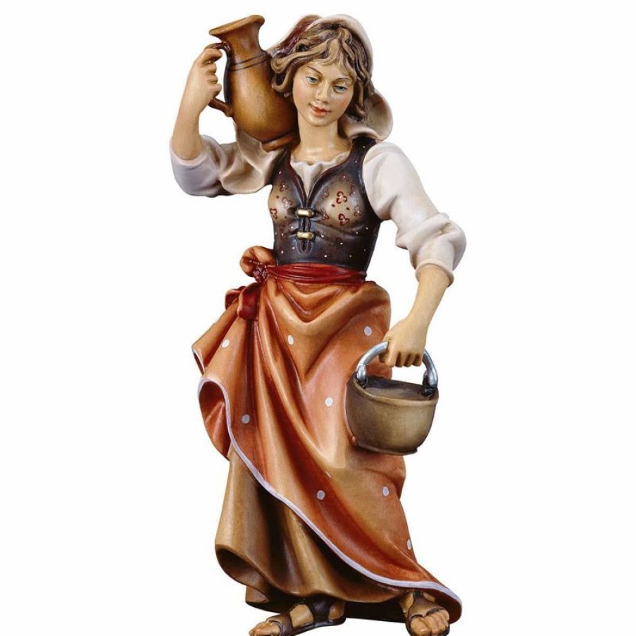 ULPE Wood Art Catalogo Contadina Con Brocca Cm 23 (9,1 Inch) Presepe Ulrich Dipinto A Mano Statua Artigianale In Legno Val Gardena Stile Barocco Wall Crucifixes