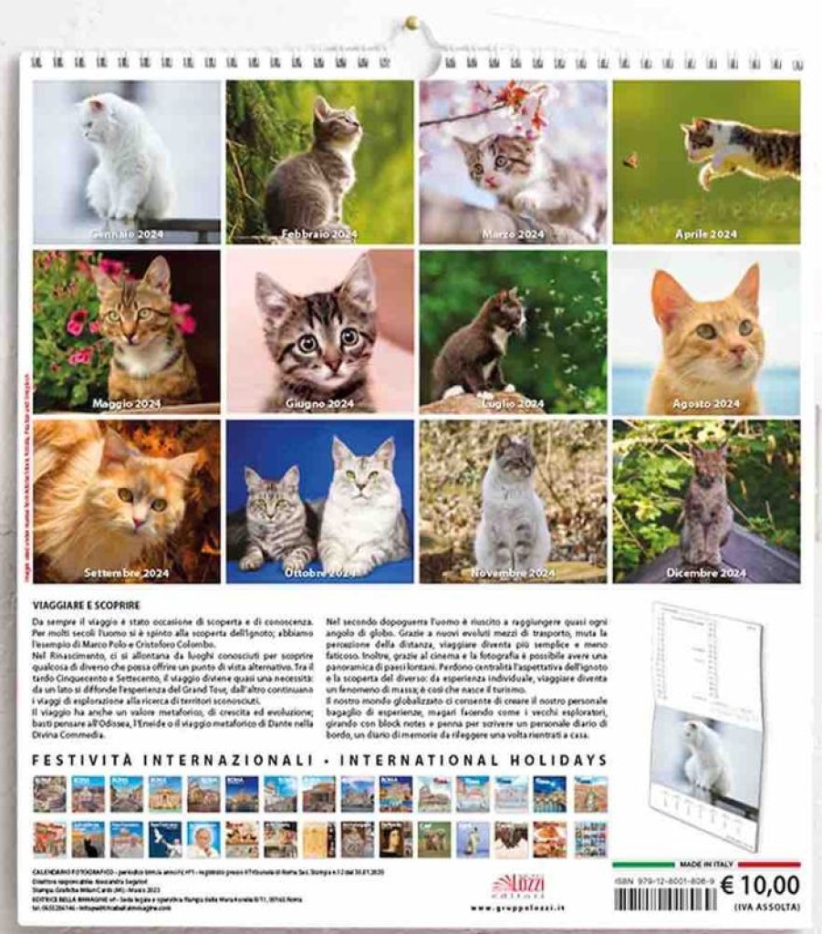 Editrice Millennium Gatos Calendario De Pared 2024 Cm 31X33 (12,2X13 In) Collectible Nativity Sets & 38 Sizes