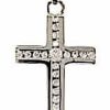 Vaticanum Gioielli in Oro Croce Dritta Con Punti Luce Ciondolo Pendente Gr 1,15 Oro Bianco 18Kt Con Zirconi Da Donna First Communion