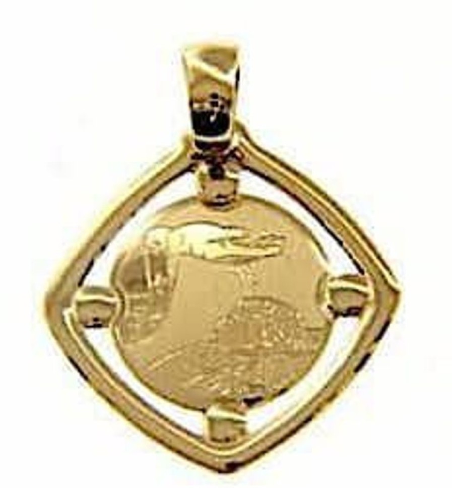 Vaticanum Gioielli in Oro Battesimo Dono Di Dio Medaglia Sacra Pendente Quadrata Battesimo Bassorilievo Gr 1,1 Oro Giallo 18Kt Per Bebe (Bimba E Bimbo) Baptism