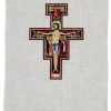 Chorus by Ricamificio Umbro - Catalogo Coprileggio Chorus In Canapa E Lino 50X250 Cm Ricamo Croce Di San Damiano - Ecru Naturale Catholic Priest & Liturgical Vestments