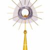 MAS Arredi sacri in Oro e Argento Ostensorio Con Lunetta H. Cm 66 (26,0 Inch) Stile Moderno Uva Spighe Raggiera Ottone Bicolor Per Esposizione Santissimo Sacramento Chiesa Church Furniture