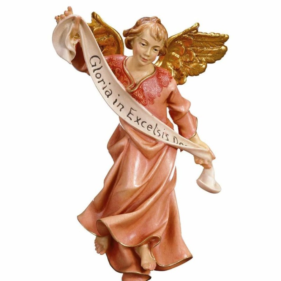 ULPE Wood Art Catalogo Angelo Gloria Cm 12 (4,7 Inch) Presepe Pastore Dipinto A Mano Statua Artigianale In Legno Val Gardena Stile Contadino Classico Wooden Crucifixes