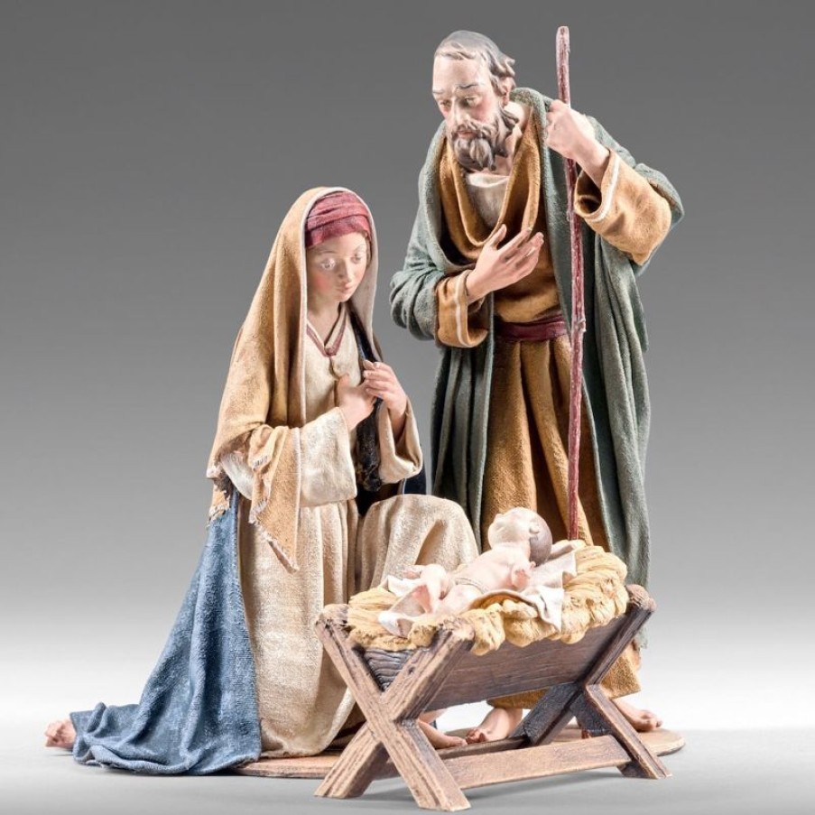 Original Heide Catalogo Gruppo Sacra Famiglia Nativita 03 40 Cm (15,7 Inch) Presepe Vestito Immanuel Stile Orientale Statue In Legno Val Gardena Abiti In Stoffa Pope Statues