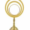 MAS Arredi sacri in Oro e Argento Ostensorio Teca Ostia Magna Cm 15 (5,9 In) H. Cm 70 (27,6 Inch) Stile Moderno Finitura Liscia Satinata In Ottone Oro Per Santissimo Sacramento Chiesa Church Furniture