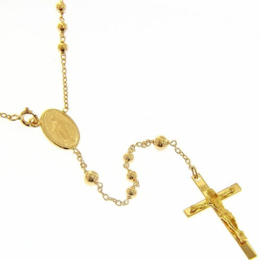 Vaticanum Gioielli in Oro Collana Rosario Oro Giallo 18K Miracolosa Crocifisso Inri Gr.13,00 Da Donna Baptism