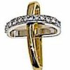 Vaticanum Gioielli in Oro Croce Con Bracci Ad Anello E Punti Luce Ciondolo Pendente Gr 1,15 Bicolore Oro Giallo Bianco 18Kt Con Zirconi Da Donna First Communion