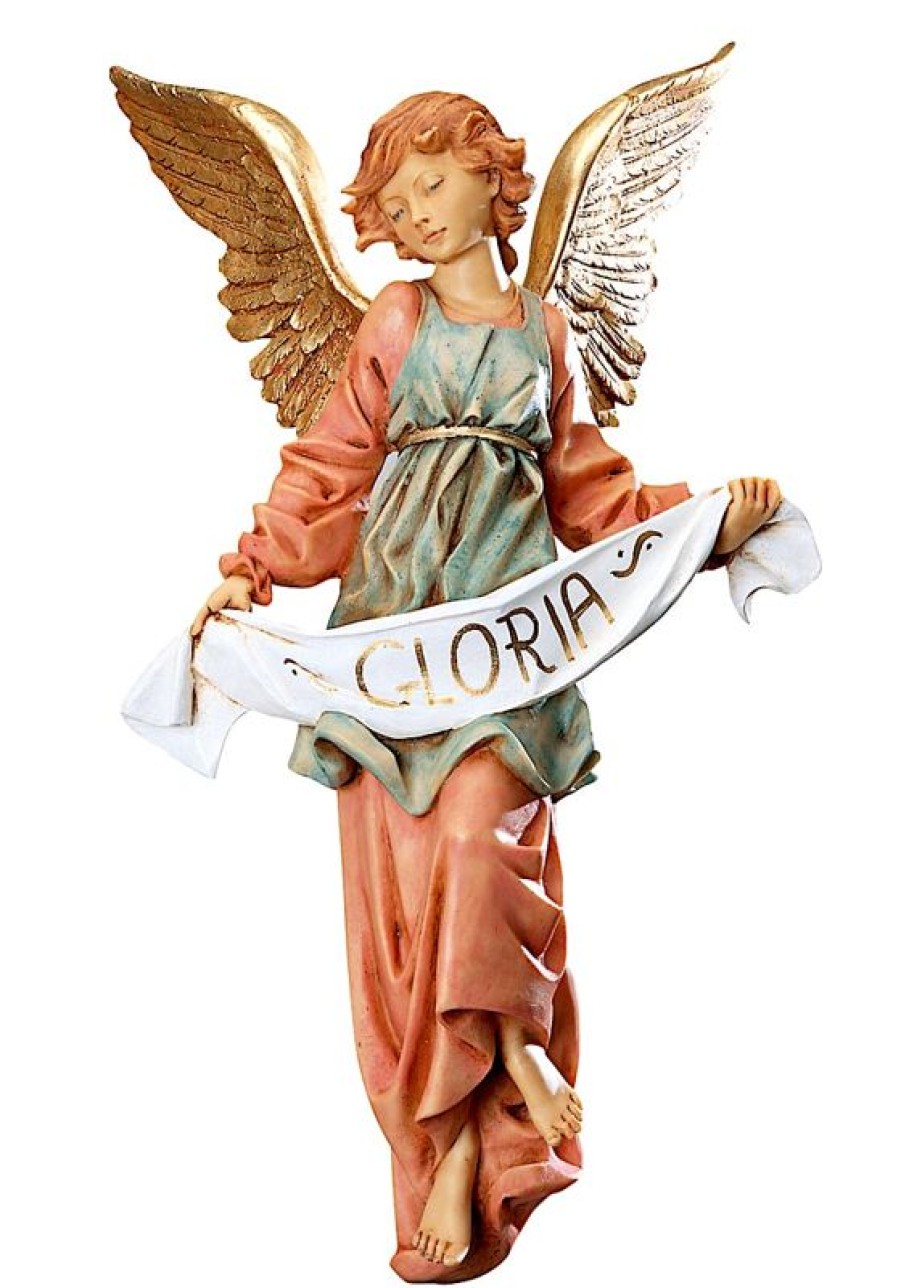 Fontanini Catalogo Angelo Gloria Cm 65 (27 Inch) Presepe Fontanini Statua Per Esterno In Resina Dipinta A Mano Aggiungi Vernice Speciale Per Uso In Esterno Modern Stylized Crucifix