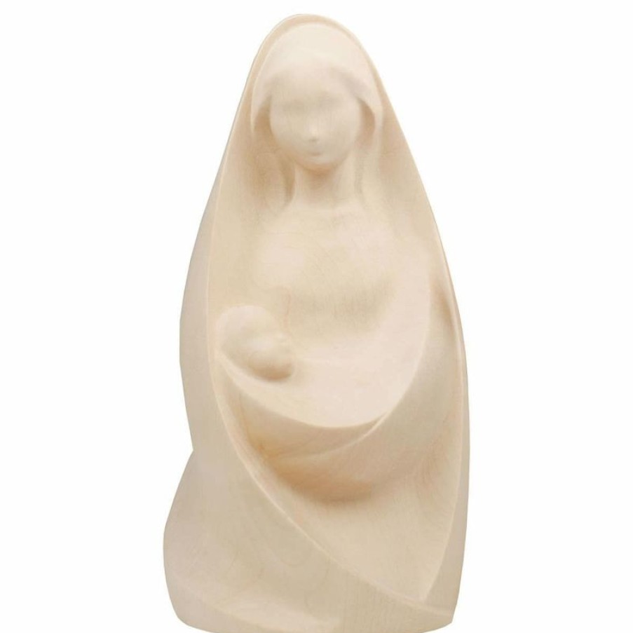 ULPE Sculture Sacre in legno Val Gardena Madonna Della Gioia Seduta Cm 45 (17,7 Inch) Statua In Stile Moderno Colore Naturale In Legno Val Gardena Chain Necklaces