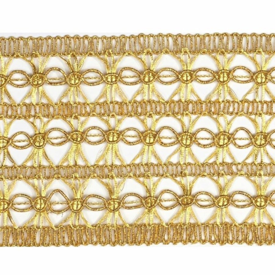 Tessuti al metro per Paramenti Agremano Fiore Vergolina Oro H. Cm 8 (3,1 Inch) Viscosa Poliestere Orlo Bordo Passamaneria Per Paramenti Sacri Ecclesiastical Fabrics And Passementerie