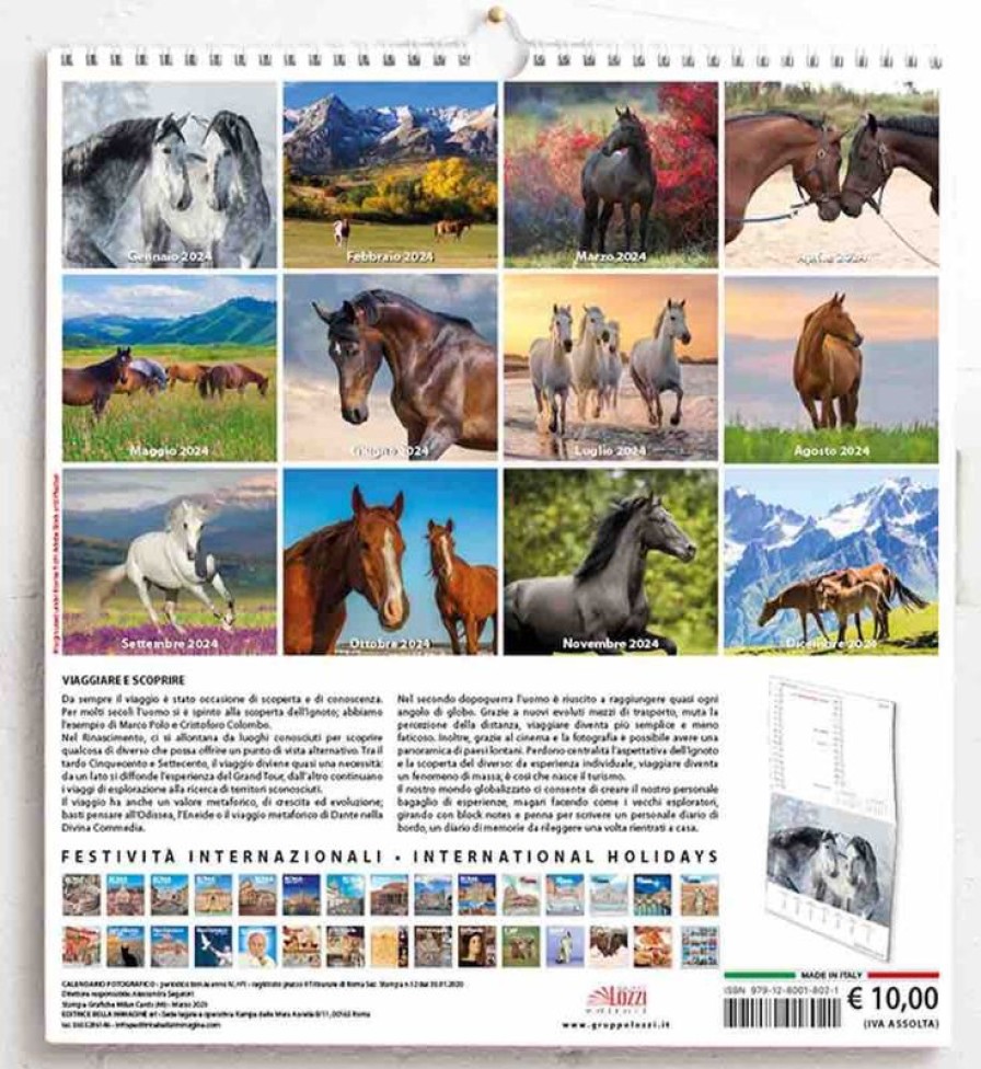 Editrice Millennium Caballos Calendario De Pared 2024 Cm 31X33 (12,2X13 In) Collectible Nativity Sets & 38 Sizes