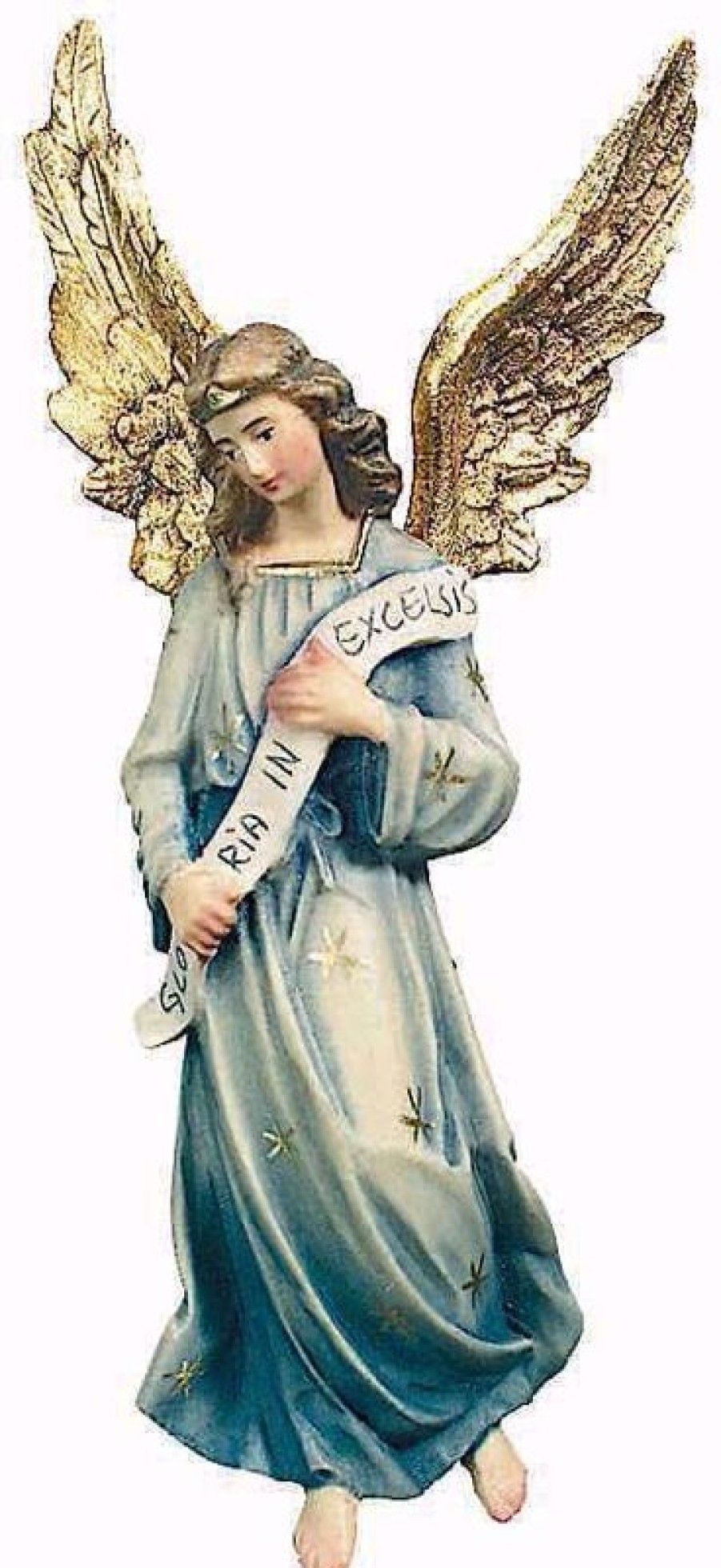 Dolfi Catalogo Angelo Gloria Cm 10 (3,9 Inch) Presepe Raffaello Stile Classico Colori Ad Olio In Legno Val Gardena Blessed Virgin Mary Statues