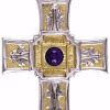 MAS Arredi sacri in Oro e Argento Croce Pettorale Episcopale Cm 9X7 (3,5X2,8 Inch) Con Decorazione Lapislazzuli In Ottone Bicolor Croce Vescovile Bishops Items & Accessories