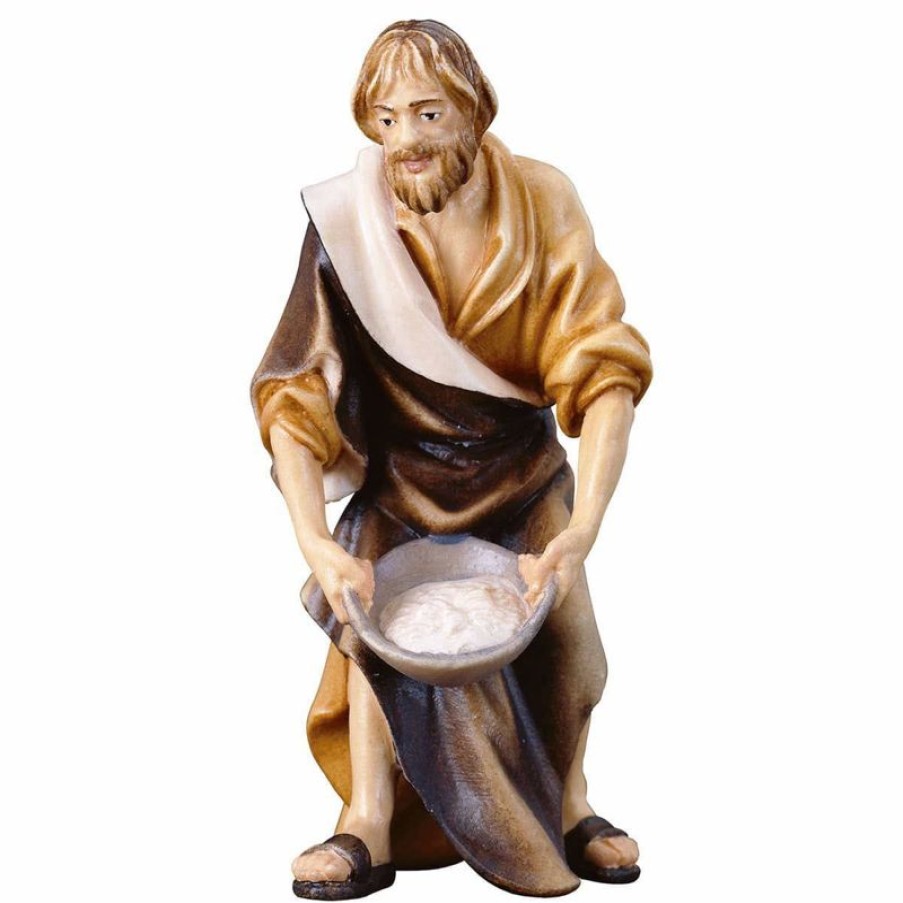 ULPE Wood Art Catalogo Pastore Con Sale Cm 10 (3,9 Inch) Presepe Ulrich Dipinto A Mano Statua Artigianale In Legno Val Gardena Stile Barocco Wall Crucifixes