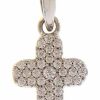 Vaticanum Gioielli in Oro Croce Stondata Punti Luce E Castone Centrale Ciondolo Pendente Gr 1 Oro Bianco 18Kt Con Zirconi Da Donna First Communion