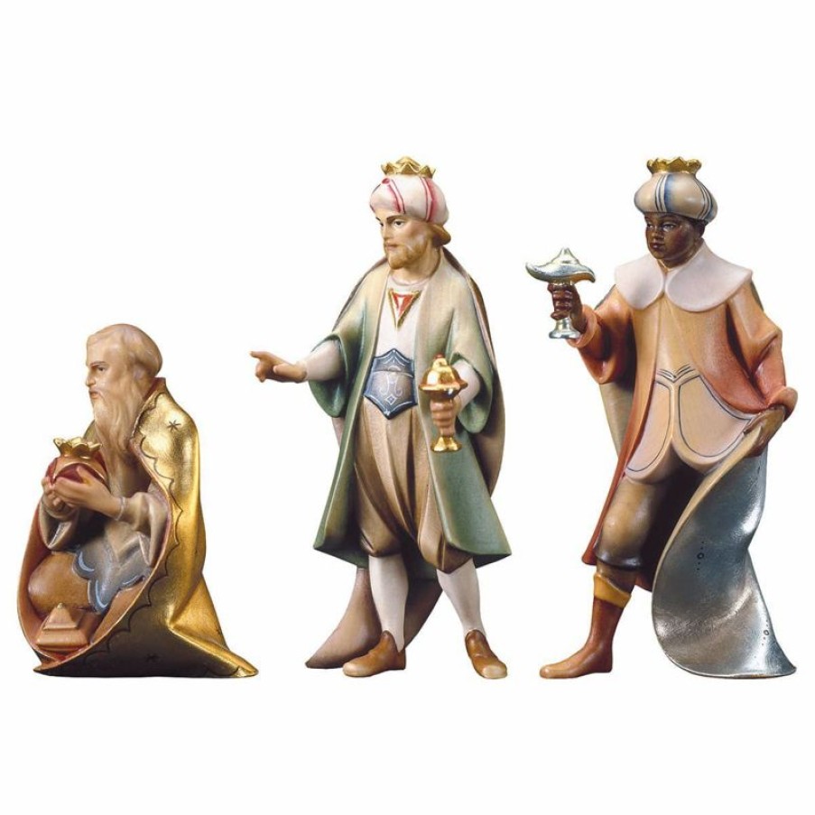 ULPE Wood Art Catalogo Gruppo Tre Re Magi 3 Pezzi Cm 10 (3,9 Inch) Presepe Redentore Dipinto A Mano Statue Artigianali In Legno Val Gardena Stile Tradizionale Wall Crucifixes