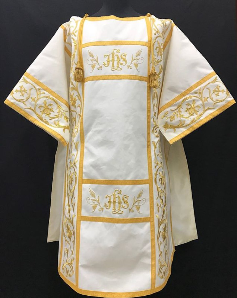 Confezioni e Ricami 1926 - Paramenti Sacri su Misura Tunicella Ricamo Ramage Ihs Pura Lana Catholic Priest & Liturgical Vestments