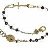 Vaticanum Gioielli in Oro Bracciale Rosario Con Medaglia Madonna Miracolosa E Croce Catena Passante Gr 3,6 Oro Giallo 18Kt Con Onice Uni Donna Uomo First Communion