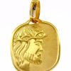 Vaticanum Gioielli in Oro Gesu Cristo Medaglia Sacra Pendente Quadrata Bassorilievo Gr 2,6 Oro Giallo 18Kt Da Uomo Confirmation