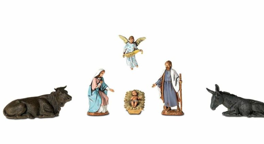 Moranduzzo Presepi Gruppo Nativita Sacra Famiglia 6 Pz Cm 6,5 (2,6 Inch) Presepe Landi Moranduzzo In Pvc Stile Arabo Wooden Crosses