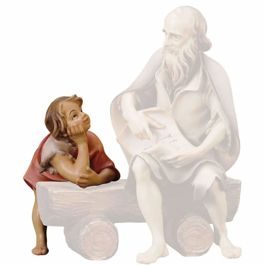 ULPE Wood Art Catalogo Bambino Che Ascolta Cm 23 (9,1 Inch) Presepe Ulrich Dipinto A Mano Statua Artigianale In Legno Val Gardena Stile Barocco Wall Crucifixes