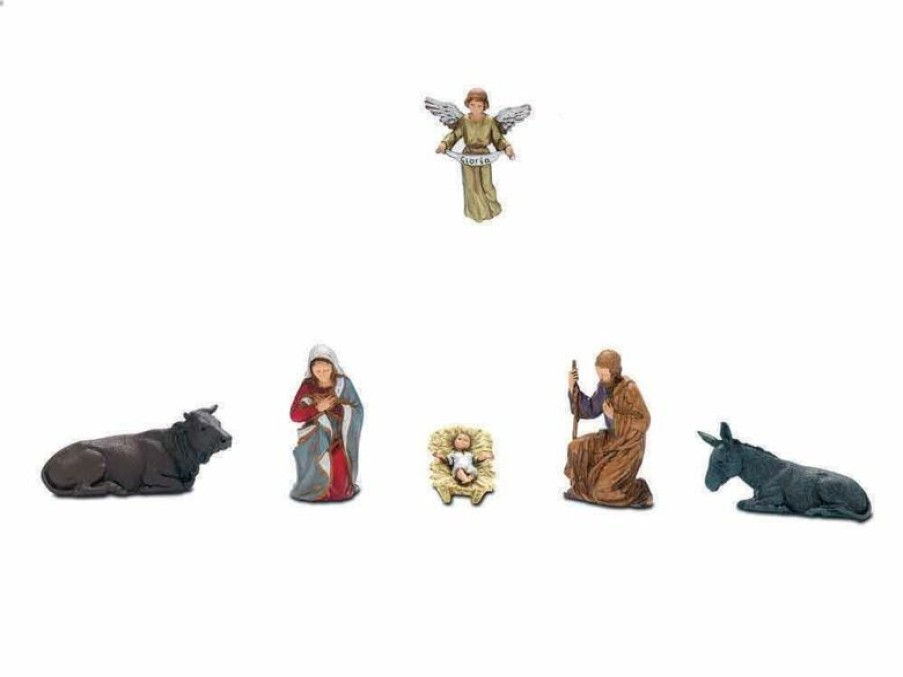 Moranduzzo Presepi Gruppo Nativita Sacra Famiglia 6 Pz Cm 8 (3,1 Inch) Presepe Landi Moranduzzo In Pvc Stile Napoletano Wooden Crosses