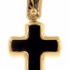 Vaticanum Gioielli in Oro Croce Nera Ciondolo Pendente Moda Gr 0,9 Oro Giallo 18Kt Con Onice Uni Donna Uomo Confirmation