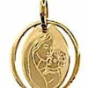 Vaticanum Gioielli in Oro Madonna Con Bambino Del Ferruzzi Medaglia Sacra Pendente Ovale Gr 0,7 Oro Giallo 18Kt Da Donna Italian Rosaries & Made In Italy Jewelry