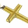 Vaticanum Gioielli in Oro Croce Dritta Bombata Ciondolo Pendente Gr 2,2 Bicolore Oro Giallo Bianco 18Kt A Canna Vuota Da Uomo First Communion