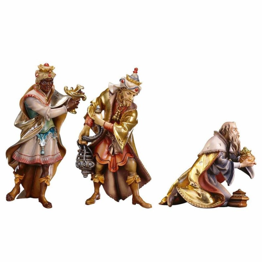 ULPE Wood Art Catalogo Gruppo Tre Re Magi 3 Pezzi Cm 23 (9,1 Inch) Presepe Ulrich Dipinto A Mano Statue Artigianali In Legno Val Gardena Stile Barocco Angels Statues