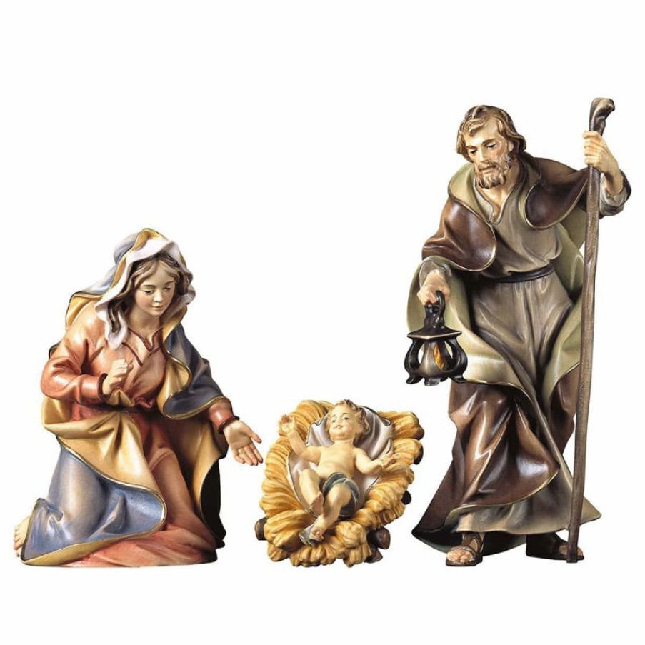 ULPE Wood Art Catalogo Sacra Famiglia 4 Pezzi Cm 23 (9,1 Inch) Presepe Ulrich Dipinto A Mano Statue Artigianali In Legno Val Gardena Stile Barocco Blessed Virgin Mary Statues