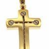 Vaticanum Gioielli in Oro Croce Design Stile Moderno Con Viti Ciondolo Pendente Gr 13 Bicolore Oro Massiccio Giallo Bianco 18Kt Da Uomo First Communion