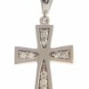 Vaticanum Gioielli in Oro Croce Svasata Con Punti Luce Ciondolo Pendente Gr 1,45 Oro Bianco 18Kt Con Zirconi Da Donna First Communion