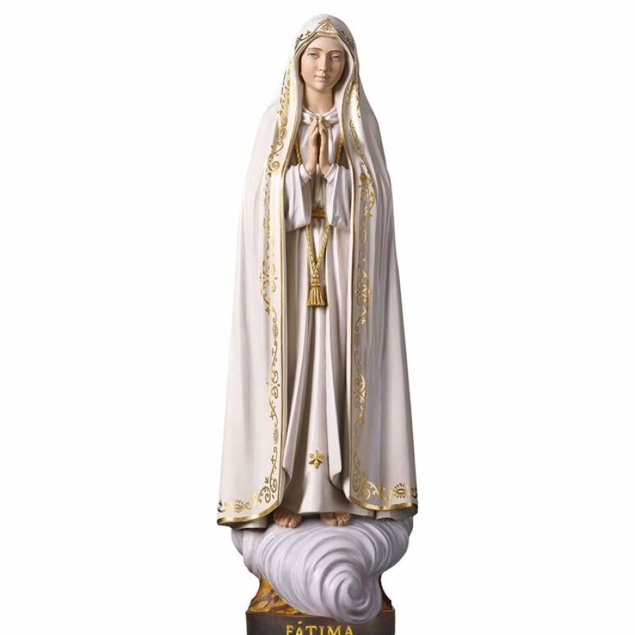 ULPE Sculture Sacre in legno Val Gardena Madonna Di Fatima Capelinha Cm 30 (11,8 Inch) Statua Dipinta Ad Olio In Legno Val Gardena Chain Necklaces