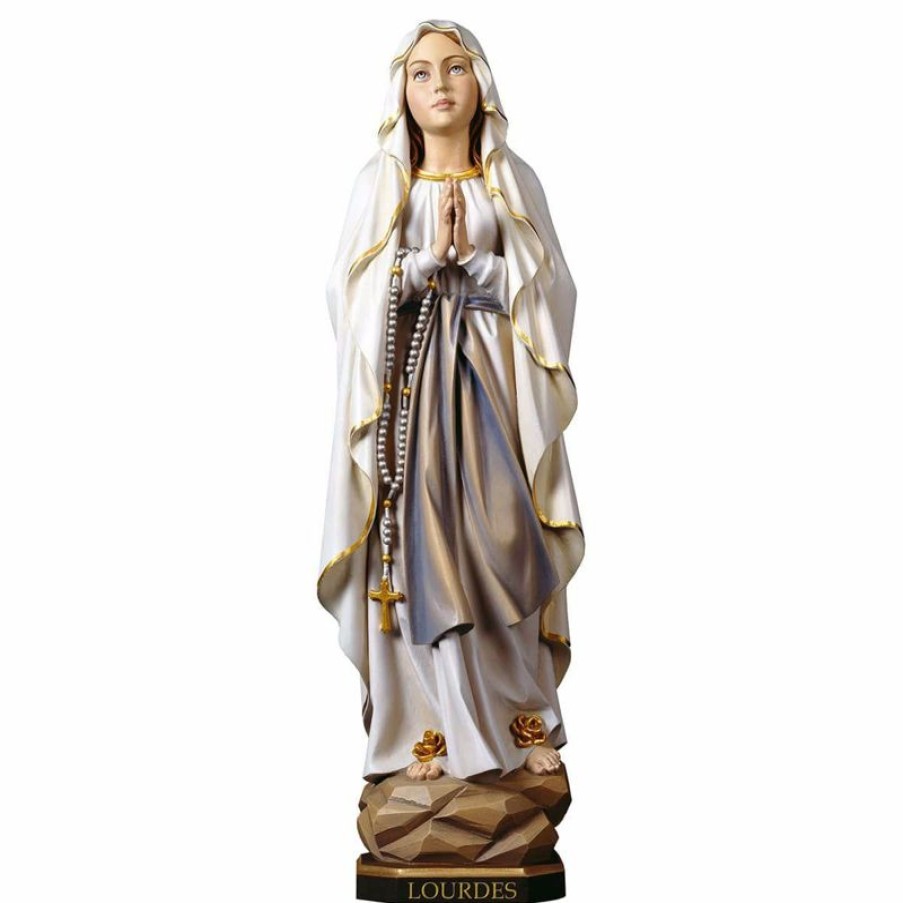 ULPE Sculture Sacre in legno Val Gardena Madonna Nostra Signora Di Lourdes Cm 180 (70,9 Inch) Statua Dipinta Ad Olio In Legno Val Gardena Religious & Catholic Medals