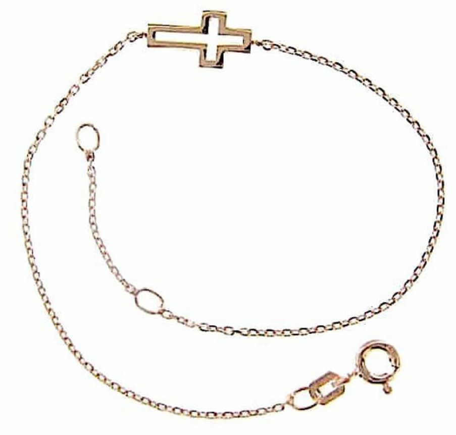 Vaticanum Gioielli in Oro Bracciale Moda Con Croce Aperta Gr 1,5 Oro Rosa 18Kt Da Donna Baptism