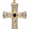 MAS Arredi sacri in Oro e Argento Croce Pettorale Episcopale Cm 9X7 (3,5X2,8 Inch) Lapislazzuli In Ottone Bicolor Croce Vescovile Bishops Items & Accessories