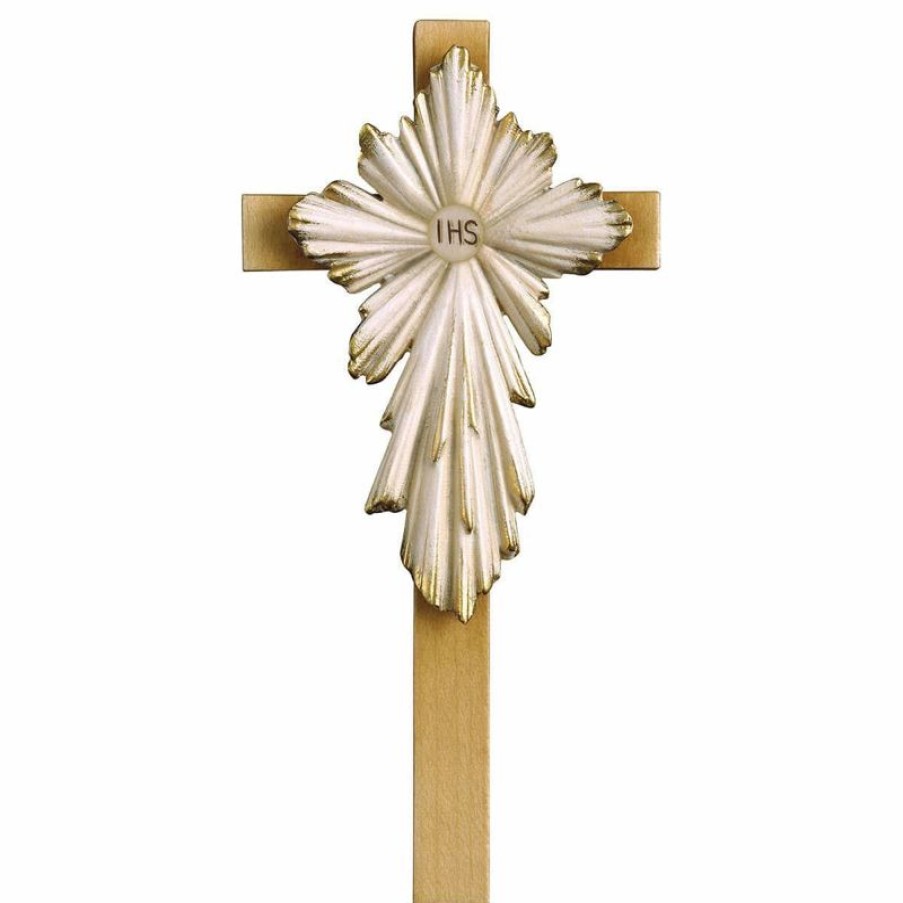 ULPE Crocifisso Nazareno Barocco Romanico Croce Santa Prima Comunione Cm 13X6 (5,1X2,4 Inch) Scultura Da Parete Dipinta Ad Olio In Legno Val Gardena Baptism