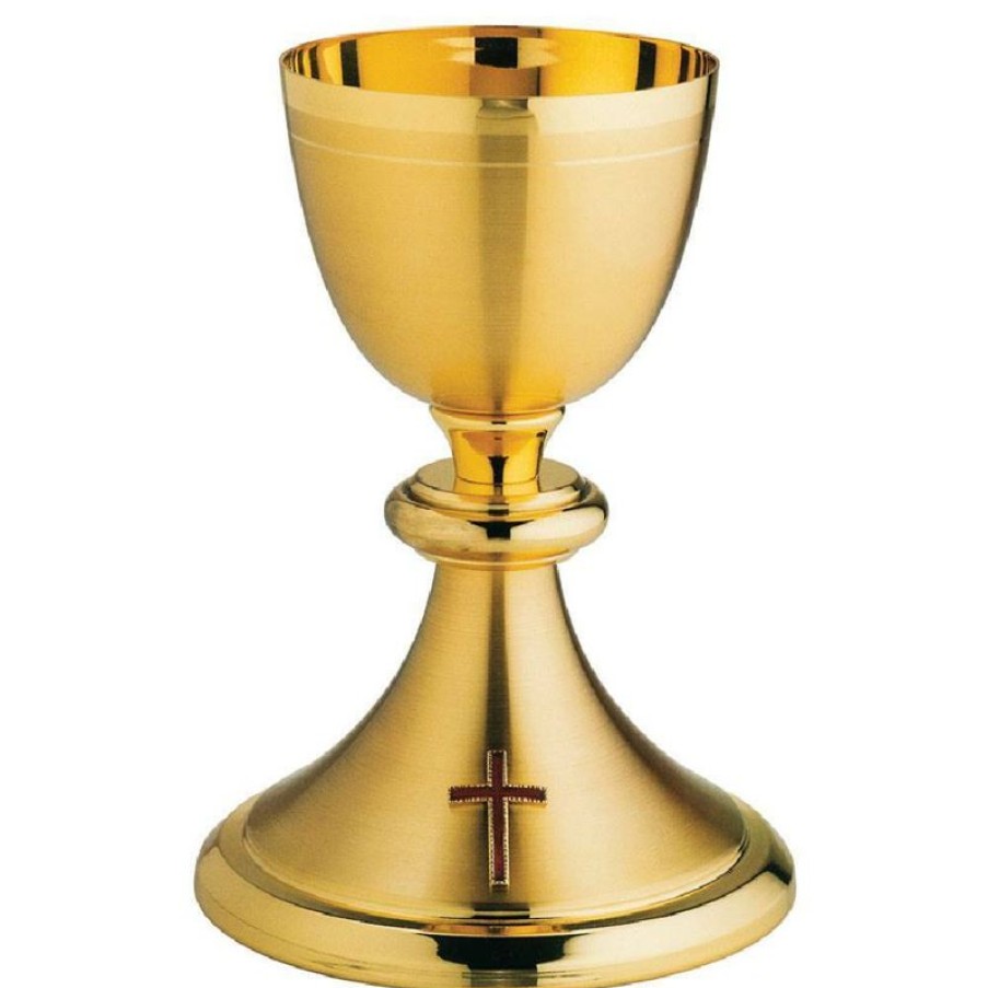 SEA Oggetti Liturgici in Oro e Argento Calice Liturgico H. Cm 19 (7,5 Inch) Croce Smaltata In Ottone Da Altare Messa Sacred Altar Vessels