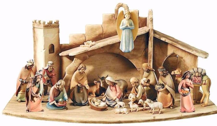 Dolfi Catalogo Angelo Gloria Cm 10 (3,9 Inch) Presepe Leonardo Stile Arabo Tradizionale Colori Ad Olio In Legno Val Gardena Blessed Virgin Mary Statues